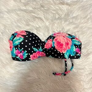 Black Multi Floral Print bikini top